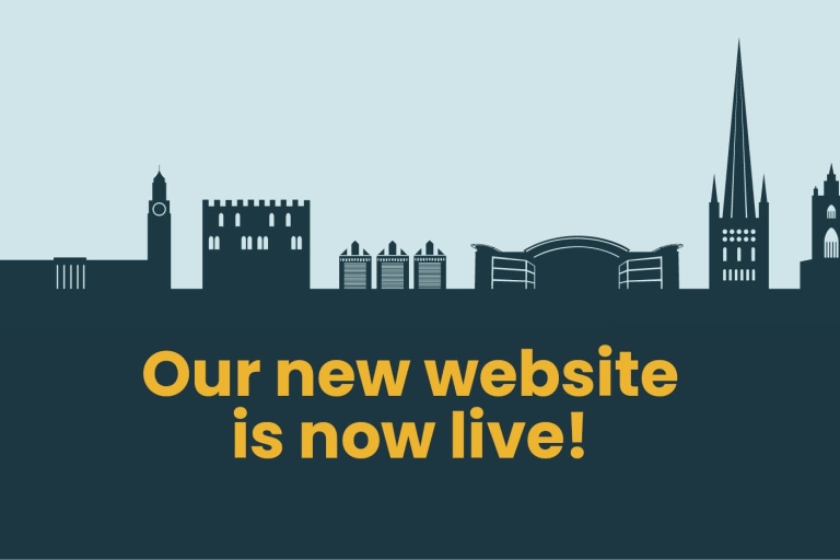 A graphic announcing the launch of our website