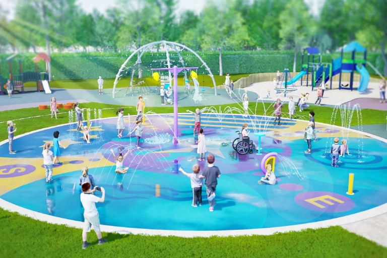 An artist's impression of the new and improved splash pad