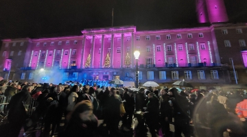 Crowds gathered outside City Hall for last year's Norwich Festive Lights Switch-on.