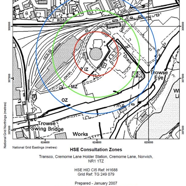 HSE Consultation zone map Transco Cremorne Lane Holder Station